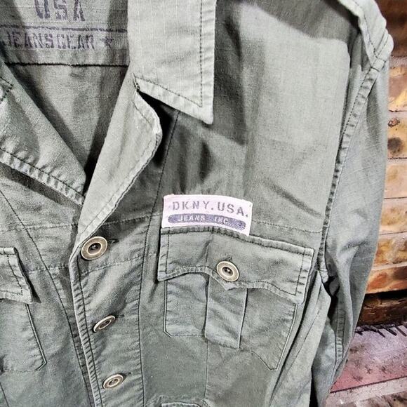 DNKY army green Cargo Safari Military Utility jacket Size Large - Picture 4 of 4